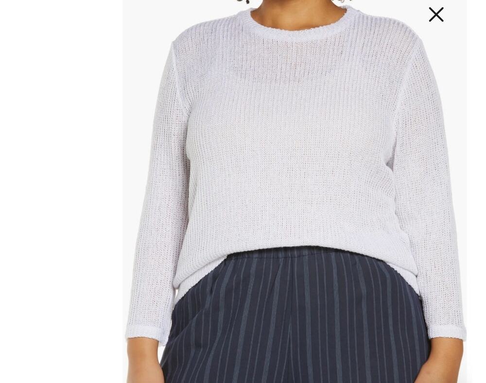 Vince New White Knit Sheer Long Sleeve Shirt Top Size 2X